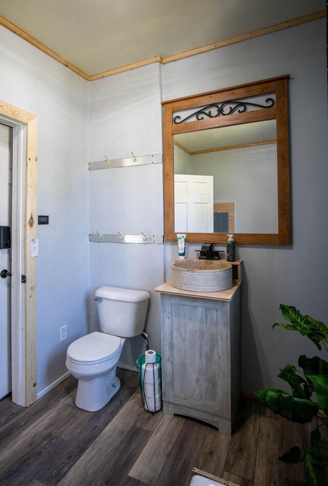 515 Locust St, Howard City, MI 49329 - half bath with toilet, wood finished floors, and vanity