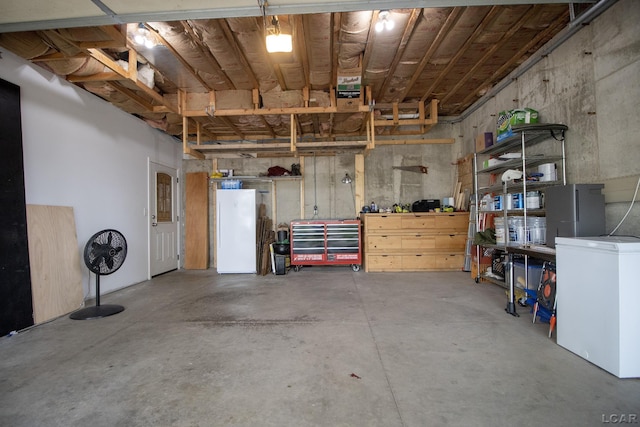 4241 Echo Cv, Manitou Beach, MI 49253 - garage with freestanding refrigerator and refrigerator
