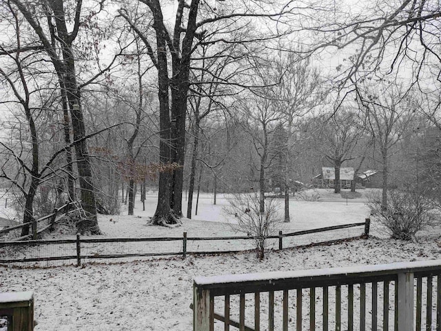 view of yard covered in snow