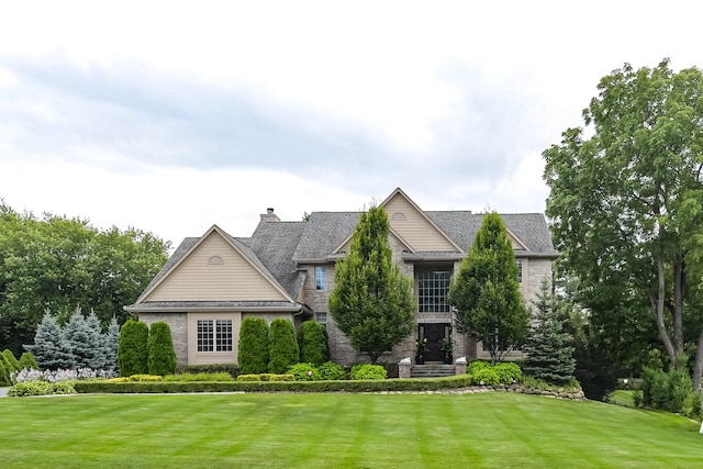 view of front of home with a front lawn