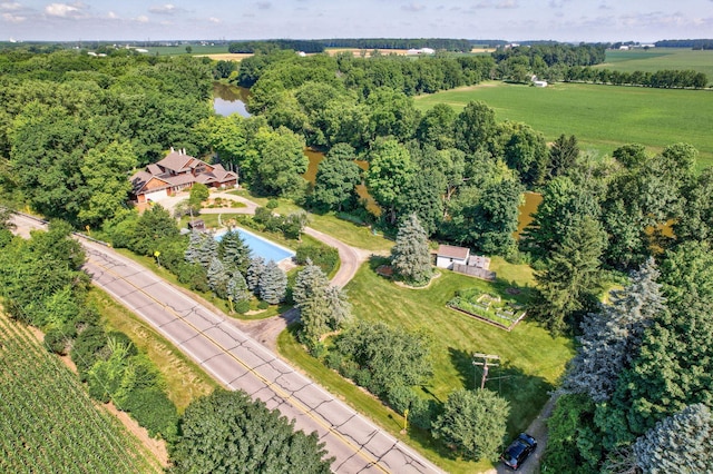 birds eye view of property featuring a rural view