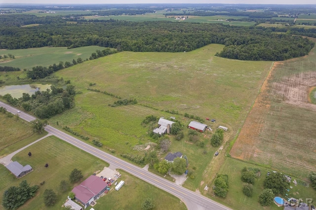 aerial view with a rural view