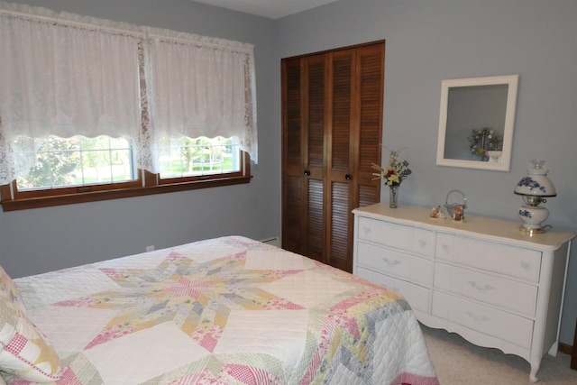 bedroom with a closet and carpet