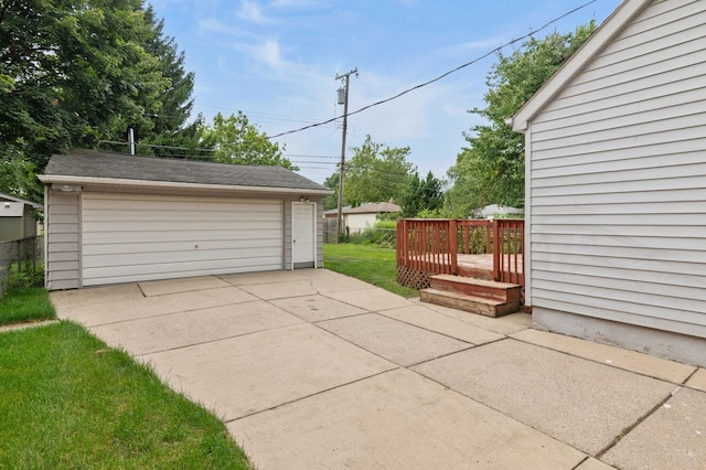 garage with a yard