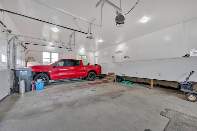 garage with a garage door opener