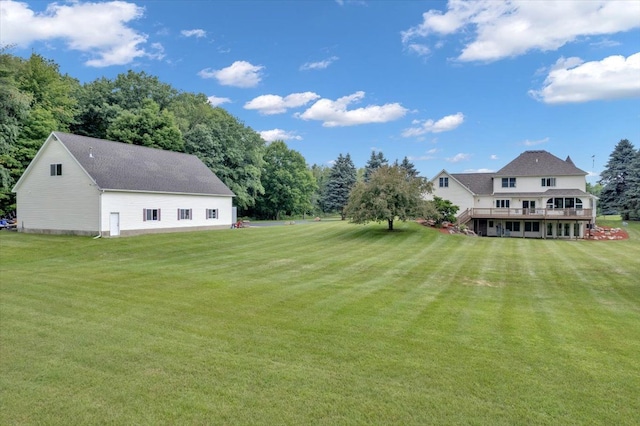 view of yard featuring a deck