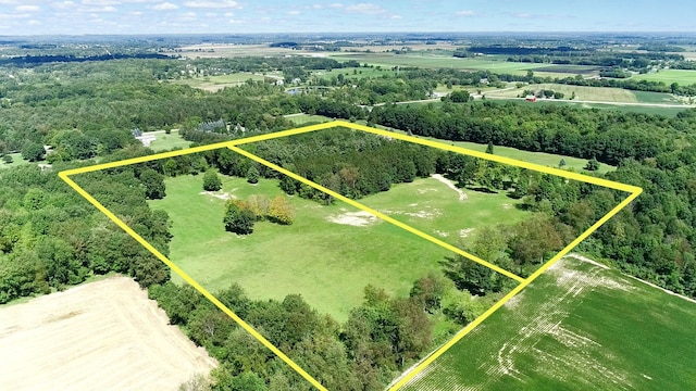 aerial view featuring a rural view