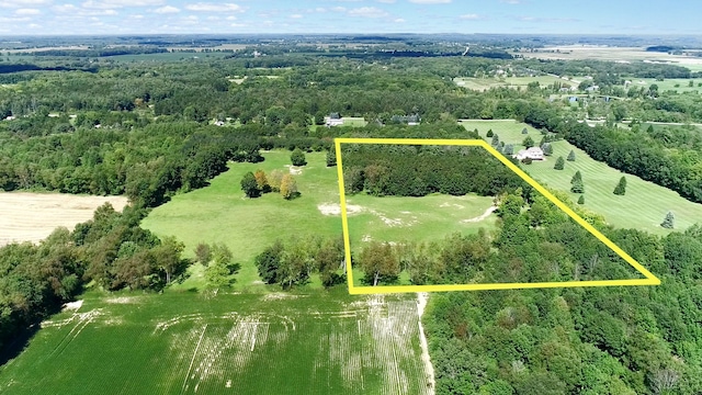 aerial view featuring a rural view