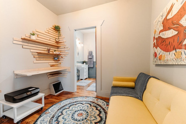 living area featuring hardwood / wood-style floors