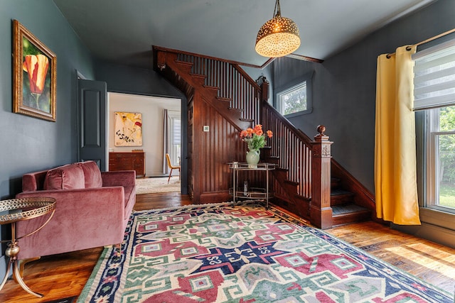 interior space with hardwood / wood-style flooring