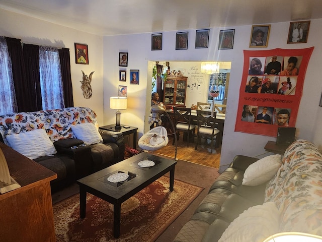 living room featuring hardwood / wood-style flooring