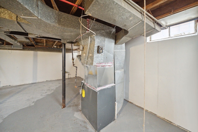 basement with heating unit