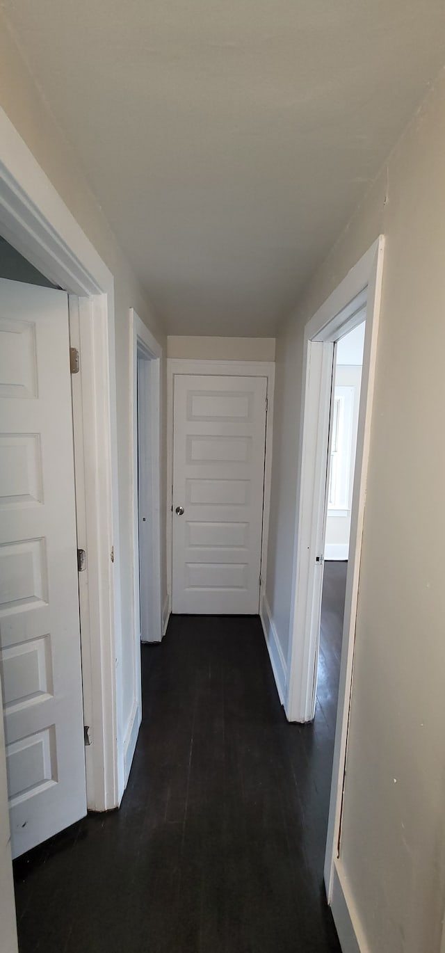 hall with dark hardwood / wood-style flooring