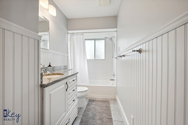 6800 Lakeshore Dr, Newport, MI 48166 - bathroom with toilet, vanity, shower / bath combination with curtain, and tile patterned flooring
