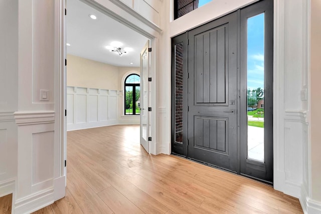 foyer entrance featuring light wood-type flooring