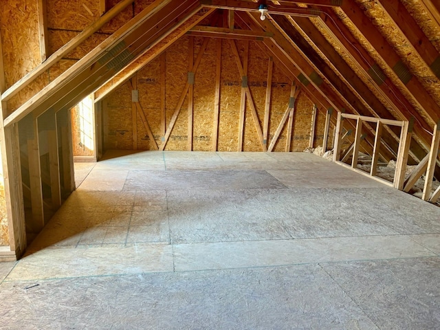 view of unfinished attic