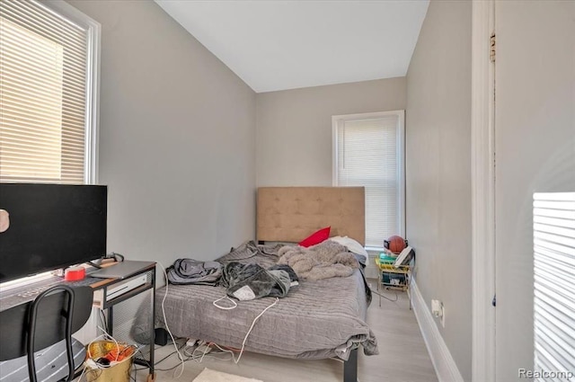 bedroom featuring light hardwood / wood-style floors