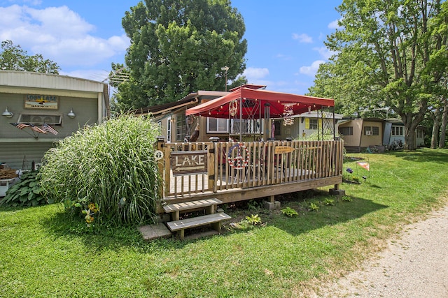 deck with a lawn