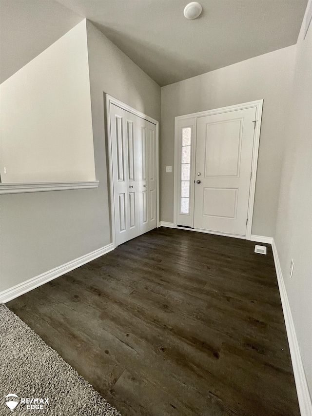 entryway featuring dark wood-type flooring