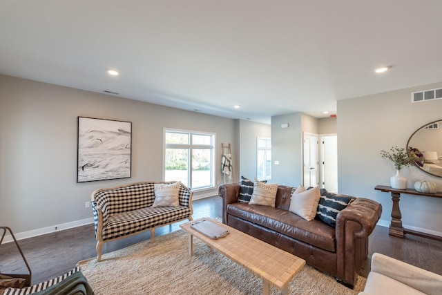 637 Woodland Dr, Dexter, MI 48130 - living room with recessed lighting, baseboards, and wood finished floors