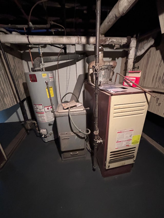 utility room featuring water heater