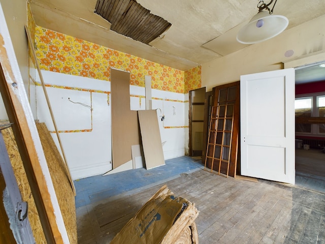 interior space with dark hardwood / wood-style floors