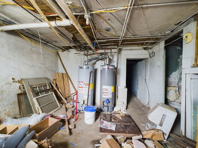 basement with gas water heater