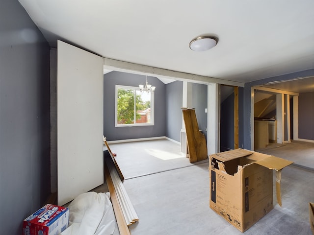 interior space with a notable chandelier