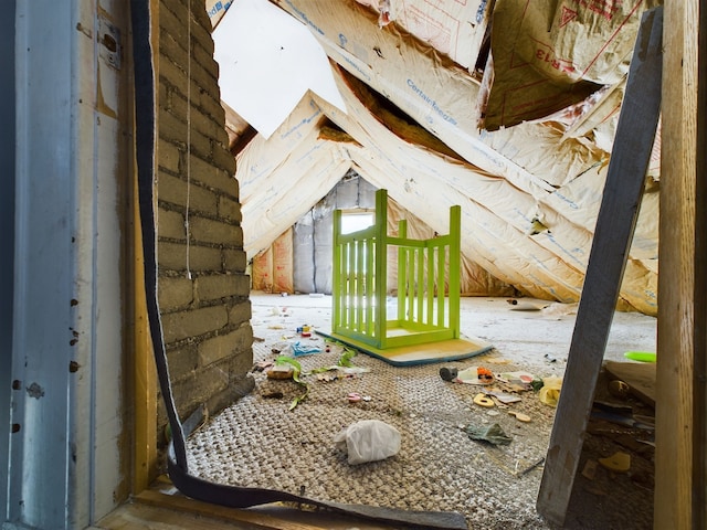 view of unfinished attic