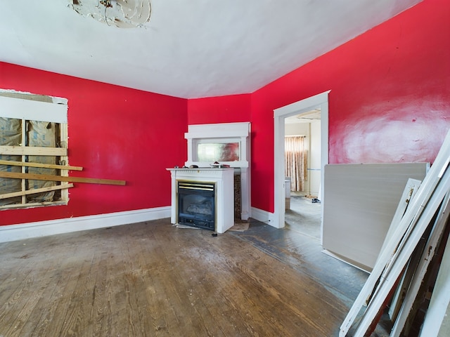 living room featuring dark wood-type flooring