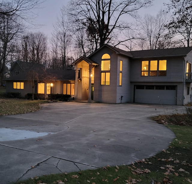 view of front of property featuring a garage