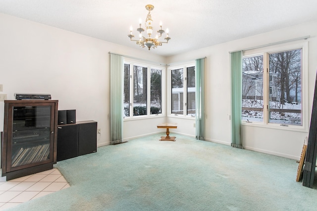 interior space with a notable chandelier