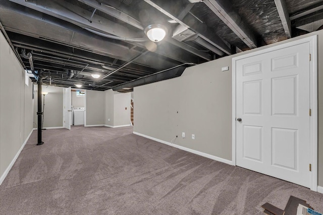 basement with carpet