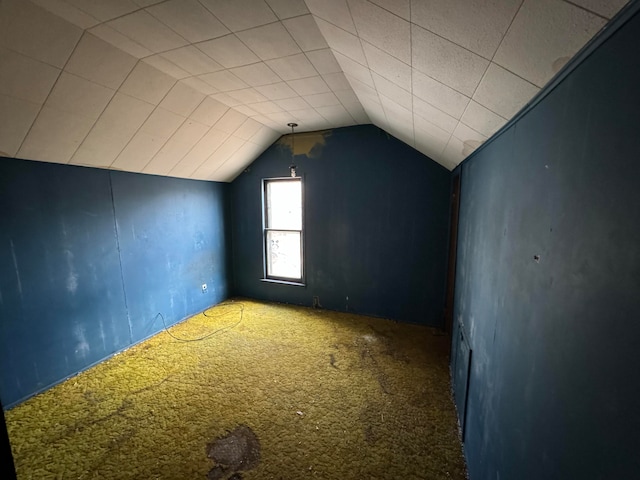 additional living space with carpet floors and lofted ceiling