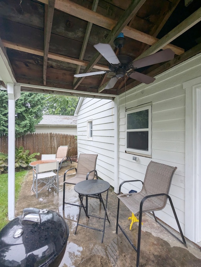 view of patio / terrace featuring ceiling fan