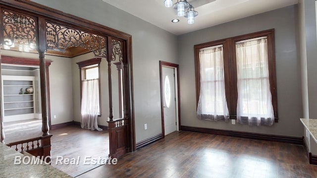 foyer entrance featuring dark hardwood / wood-style flooring and a healthy amount of sunlight