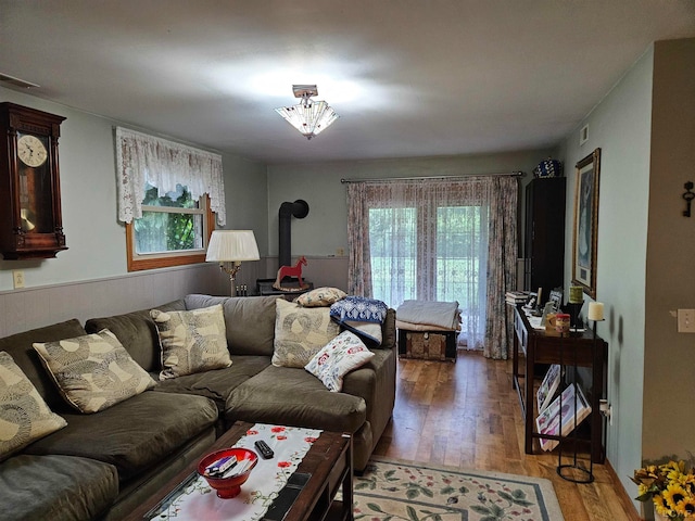 living room featuring wood-type flooring