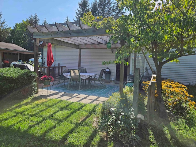 exterior space with a pergola