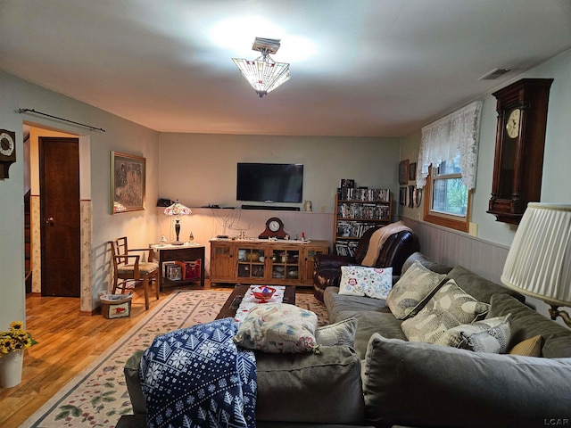 living room with hardwood / wood-style floors