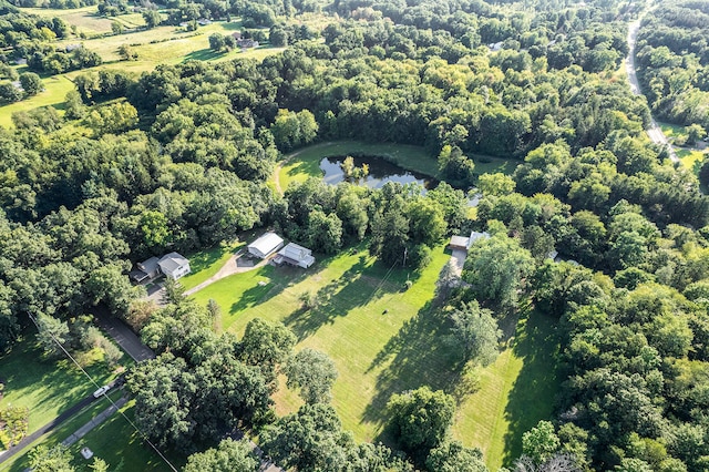 bird's eye view with a rural view and a water view