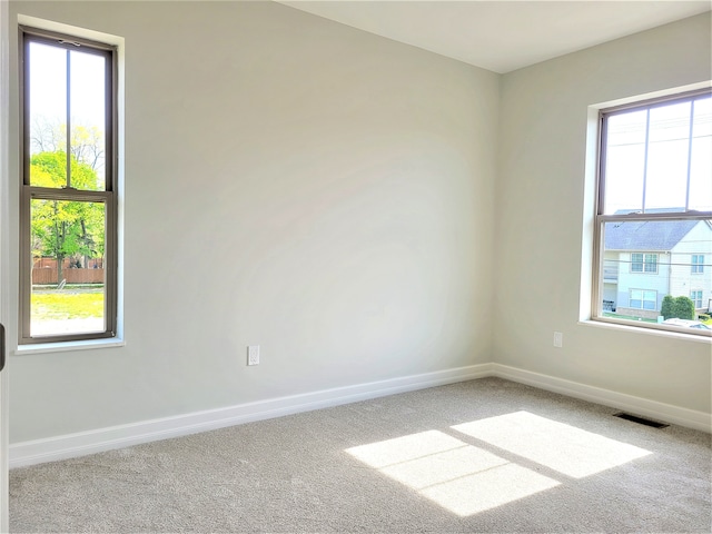 carpeted empty room with a healthy amount of sunlight