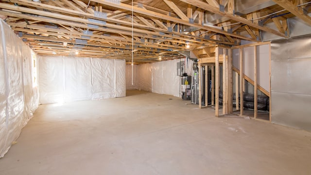 basement featuring water heater