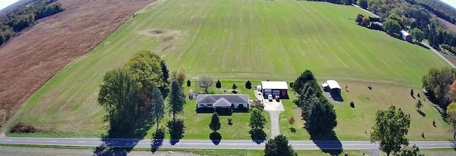 aerial view featuring a rural view