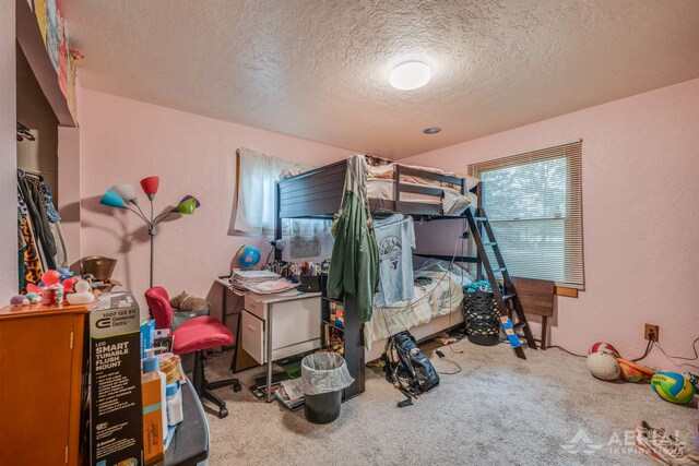 4100 Grass Lake Rd, West Branch, MI 48661 - carpeted bedroom with a textured ceiling