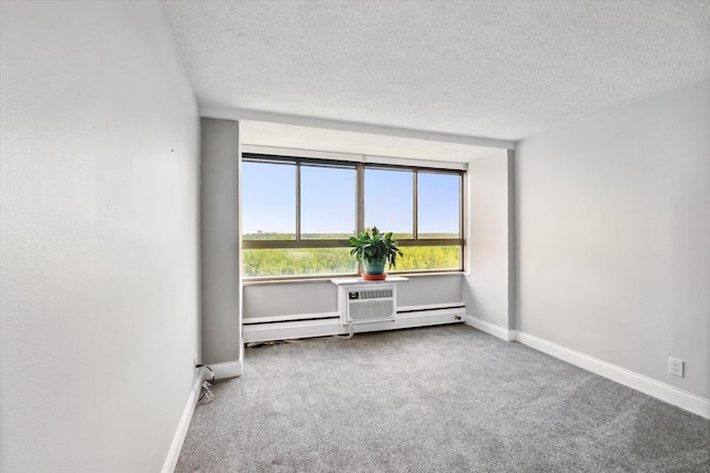 unfurnished room featuring carpet flooring and a textured ceiling