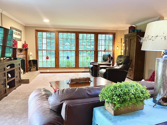 5925 Jagger Rd, Ludington, MI 49431 - living area featuring ornamental molding and carpet