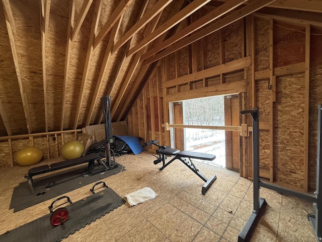 5925 Jagger Rd, Ludington, MI 49431 - workout area with lofted ceiling