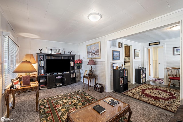 1029 Boatfield Ave, Flint, MI 48507 - living area with carpet flooring and crown molding