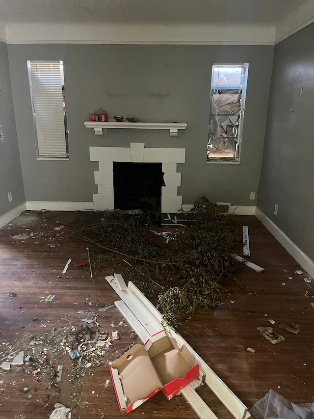 interior space with dark wood-type flooring