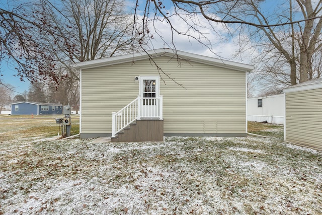 view of snow covered property